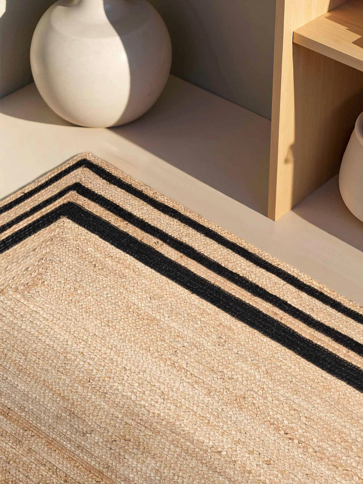JUTETEPPICH 80/150 cm Jutta Schwarz, Goldbraun  - Goldbraun/Schwarz, Basics, Textil (80/150cm) - Hanse Home
