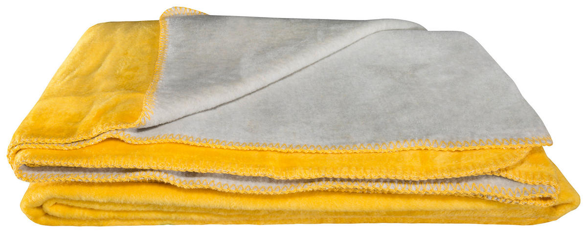DEKORATIVNA ODEJA 150/200 cm rumena, bela  - rumena/bela, Basics, tekstil (150/200cm) - Novel