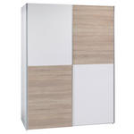 SCHWEBETÜRENSCHRANK  in Weiß, Sonoma Eiche  - Alufarben/Weiß, KONVENTIONELL, Holzwerkstoff/Metall (170/195/59cm) - Carryhome