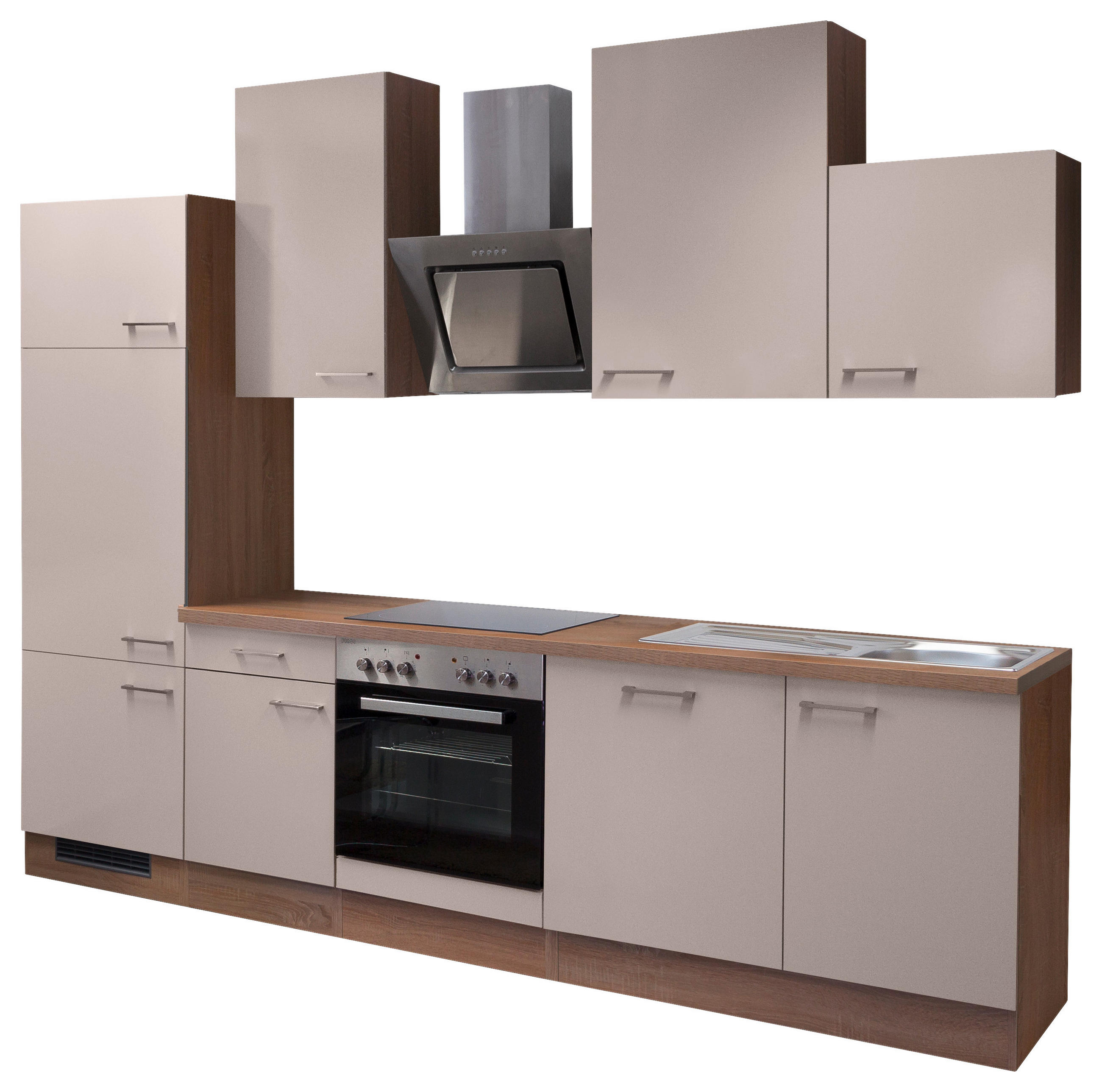KÜCHENBLOCK 280 cm   in Kaschmir  - Kaschmir/Edelstahlfarben, Basics, Holzwerkstoff/Metall (280cm) - FlexWell