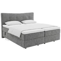 BOXSPRINGBETT 180/200 cm,  in Dunkelgrau, gepolstertes Kopfteil, motorische Verstellbarkeit, Matratzen, H3 + H4 = fest + sehr fest  - Dunkelgrau/Schwarz, Design, Textil (180/200cm) - Novel