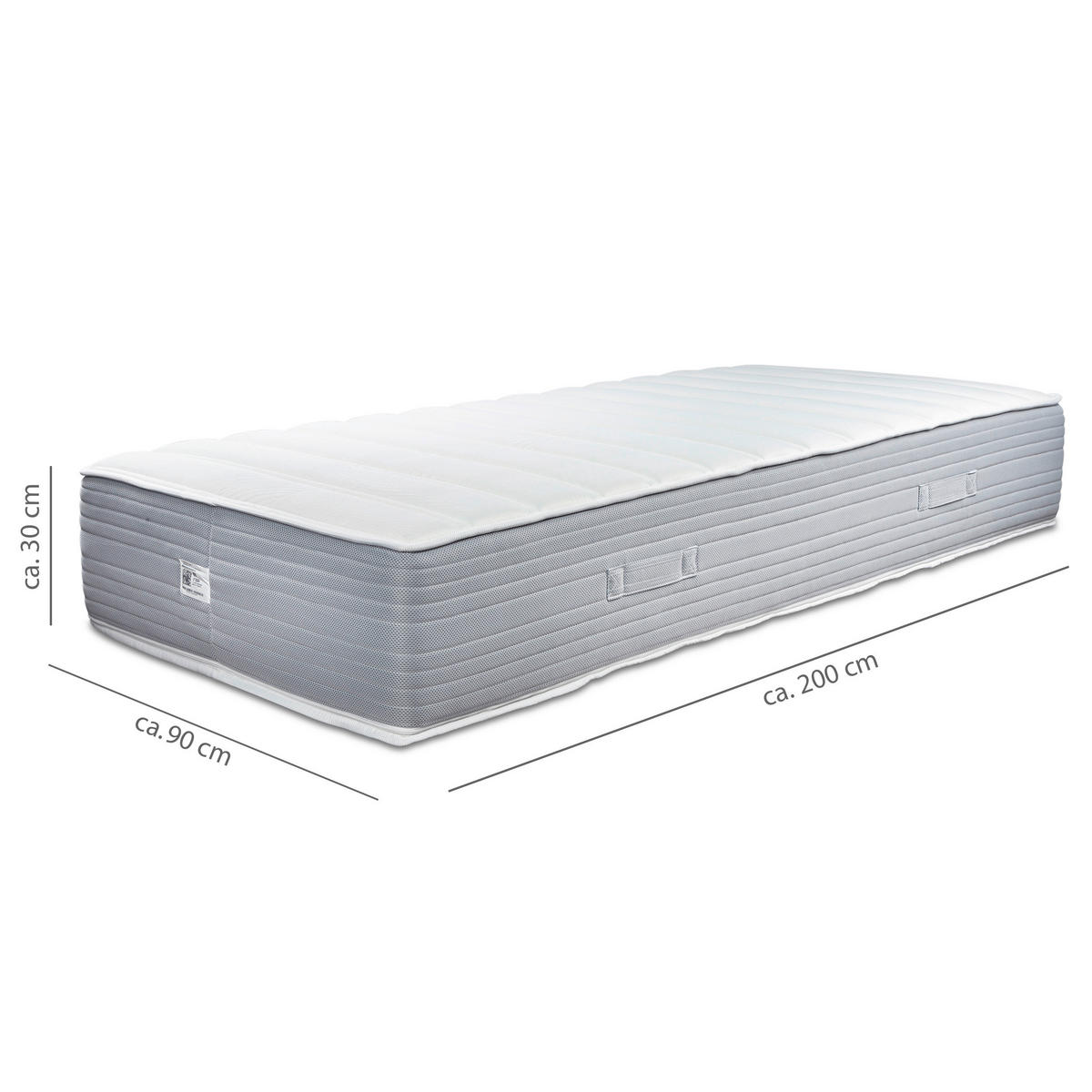 VISCOMATRATZE 90/200 cm Höhe ca. 30 cm  - Hellgrau/Weiß, Basics, Textil (90/200cm) - MID.YOU