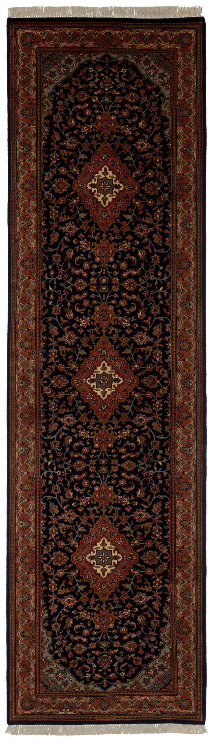 ORIENTTEPPICH 80/300 cm Kashan DK. Blue Orange, Dunkelblau  - Orange/Dunkelblau, LIFESTYLE, Textil (80/300cm) - Cazaris