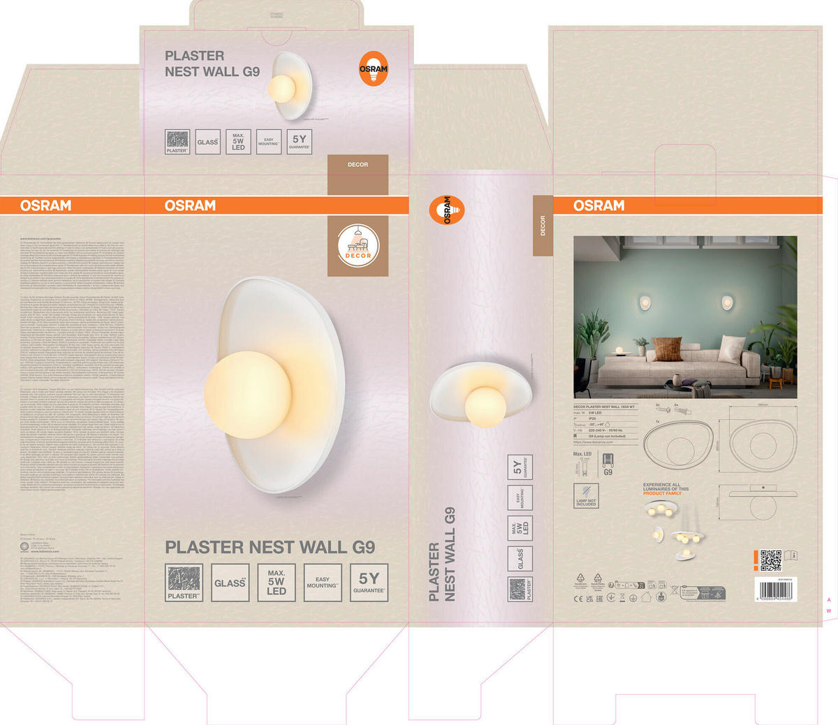 WANDLEUCHTE 20/13.5/26 cm   - Weiß, Basics, Glas/Stein (20/13.5/26cm) - Osram