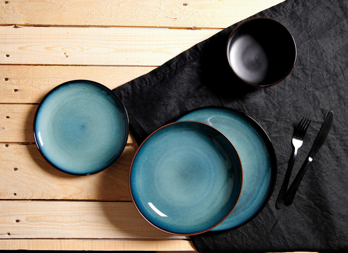 TAFELSERVICE BALI 8-teilig  - Blau, Trend, Keramik (28,5/17/28,5cm) - Ritzenhoff Breker