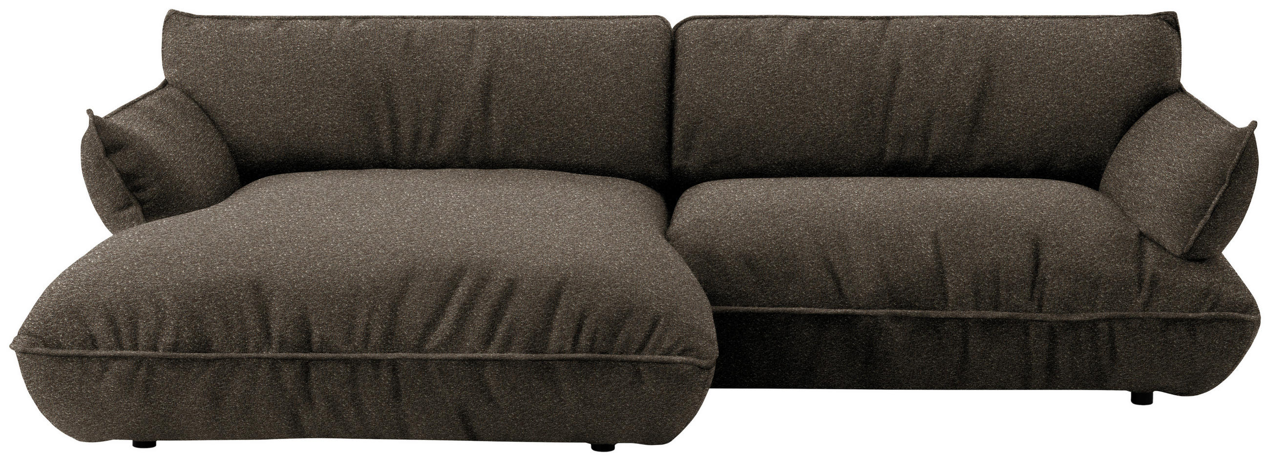 ECKSOFA  in Flachgewebe Dunkelbraun  185/264 cm  - Dunkelbraun/Schwarz, Design, Kunststoff/Textil (185/264cm) - Belluti