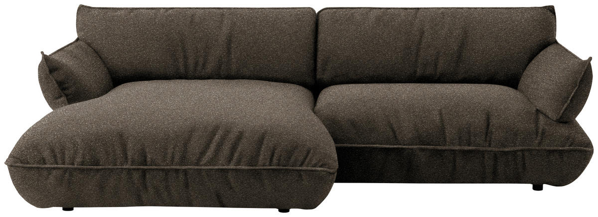 ECKSOFA  in Flachgewebe Dunkelbraun  185/264 cm  - Dunkelbraun/Schwarz, Design, Kunststoff/Textil (185/264cm) - Belluti