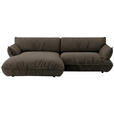 ECKSOFA  in Flachgewebe Dunkelbraun  185/264 cm  - Dunkelbraun/Schwarz, Design, Kunststoff/Textil (185/264cm) - Belluti