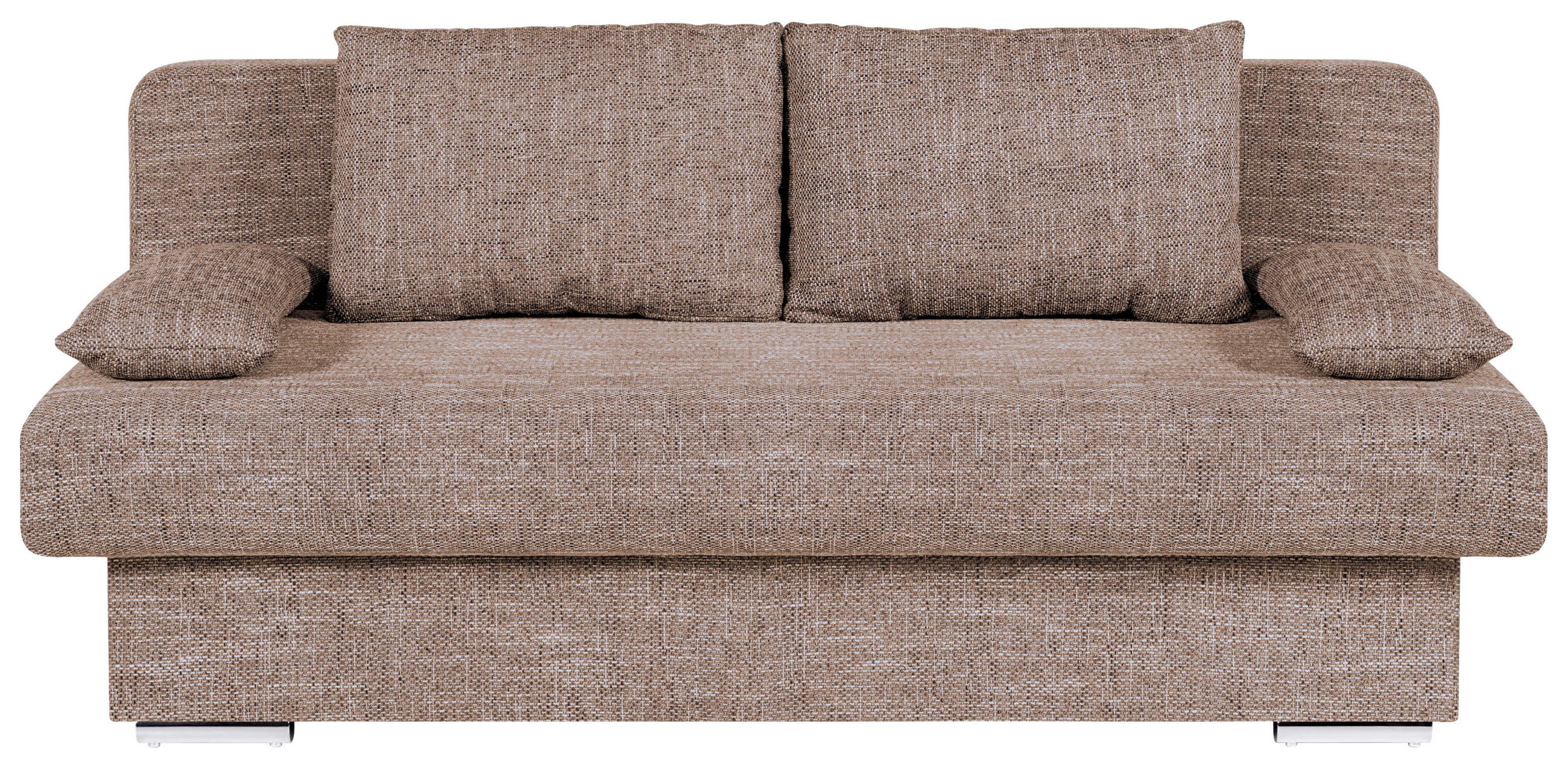 SCHLAFSOFA  mit Liegefunktion, Rücken echt Webstoff Cappuccino  - Chromfarben/Schwarz, Design, Kunststoff/Textil (193/85/86cm) - P & B