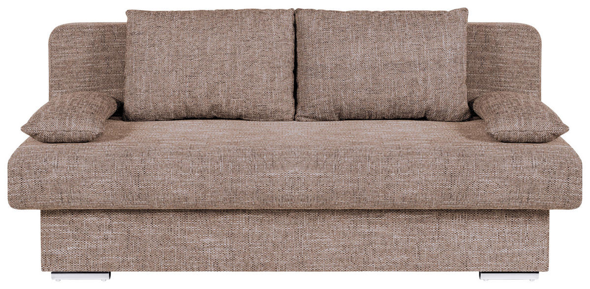 SCHLAFSOFA  mit Liegefunktion, Rücken echt Webstoff Cappuccino  - Chromfarben/Schwarz, Design, Kunststoff/Textil (193/85/86cm) - P & B