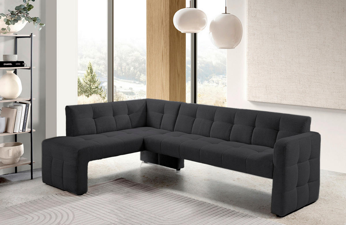 ECKBANK 245/157 cm  in Anthrazit  - Anthrazit/Schwarz, MODERN, Holz/Holzwerkstoff (245/157cm) - Livetastic