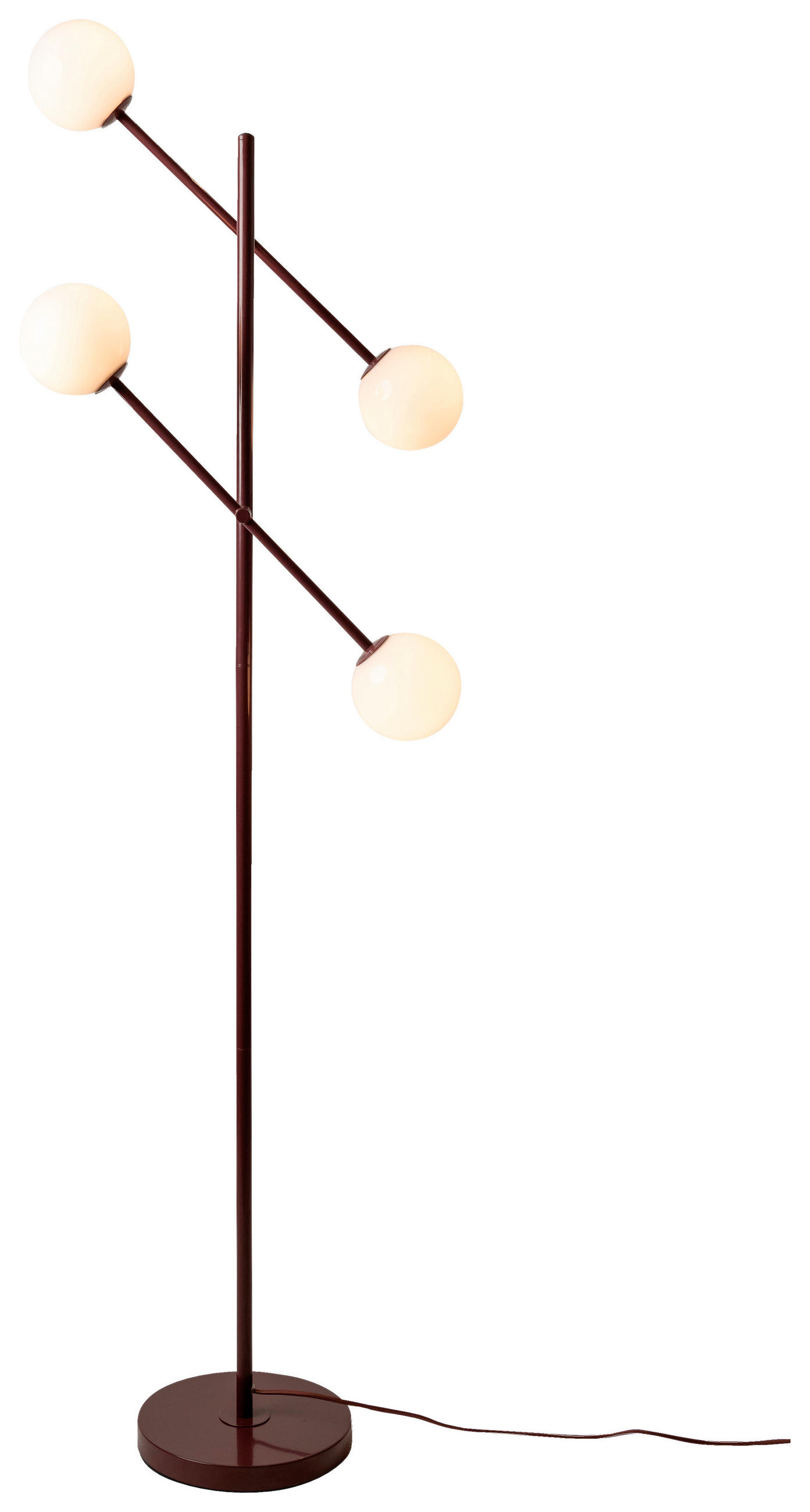 STEHLEUCHTE 47,5/63,5/165 cm    - Bordeaux/Weiß, Design, Glas/Metall (47,5/63,5/165cm) - It's about Romi