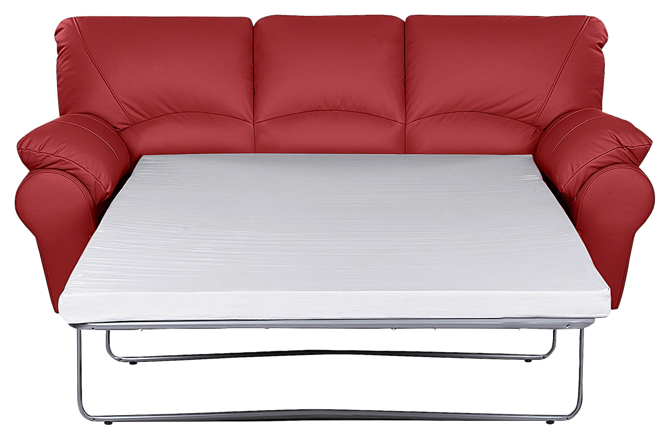 SCHLAFSOFA Rot Echtleder  - Rot/Schwarz, Design, Leder/Kunststoff (205/92/85cm) - Livetastic