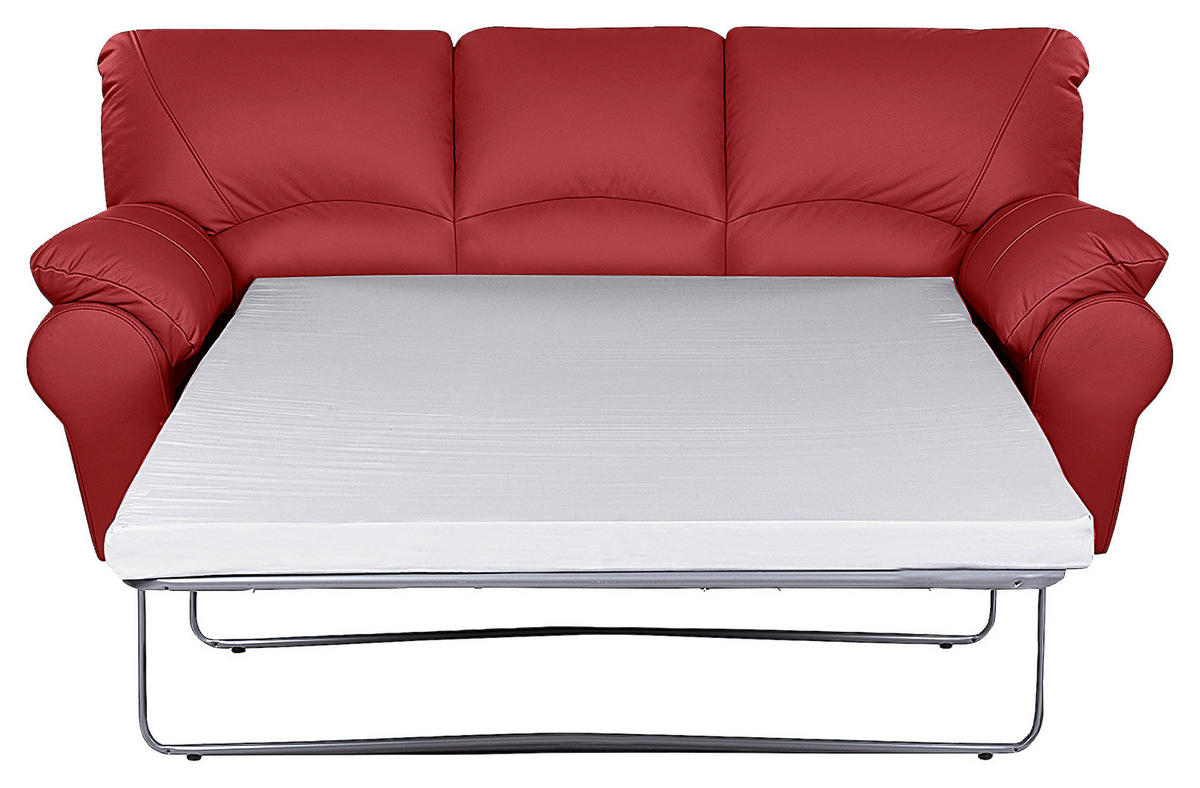 SCHLAFSOFA in Leder Rot  - Rot/Schwarz, Design, Leder/Kunststoff (205/92/85cm) - Livetastic