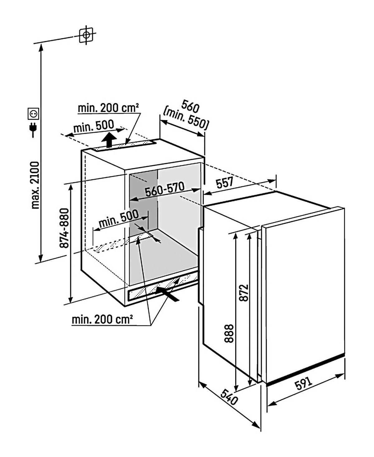 KÜHLSCHRANK 63,7/95,3/62,2 cm DRe 3900 Dekorfähiger Kühlschrank  - Weiß, Basics, Kunststoff/Metall (63,7/95,3/62,2cm) - Liebherr
