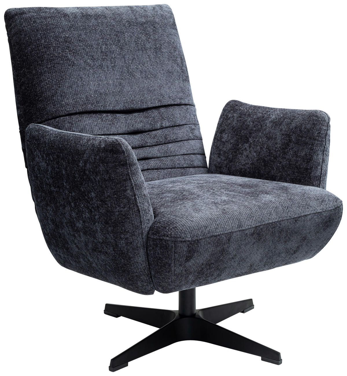 SESSEL Chenille Dunkelblau  - Schwarz/Dunkelblau, Design, Textil/Metall (60/94/86cm) - Dieter Knoll