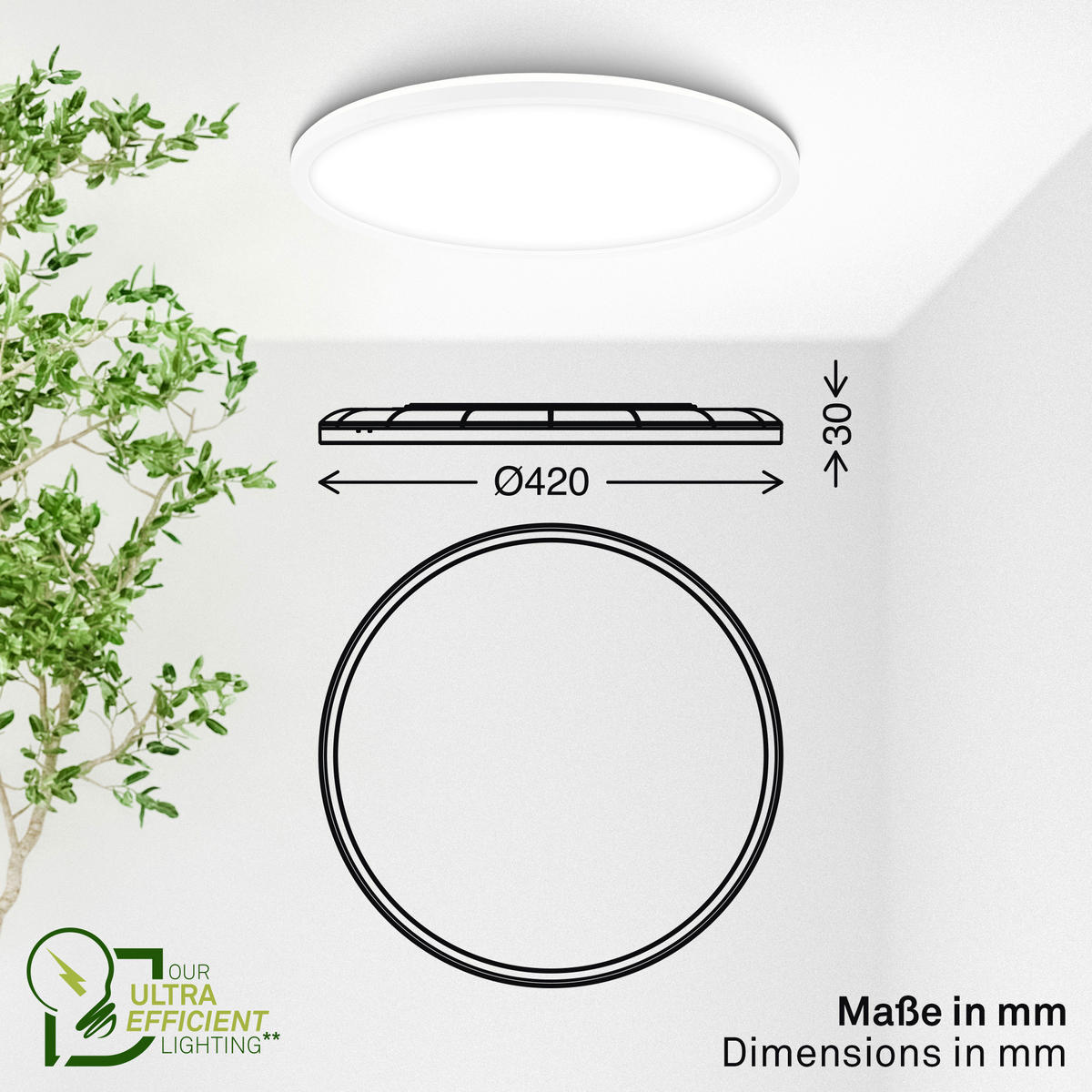LED-PANEEL Tava A 42/3 cm   - Weiß, Basics, Kunststoff (42/3cm) - Briloner