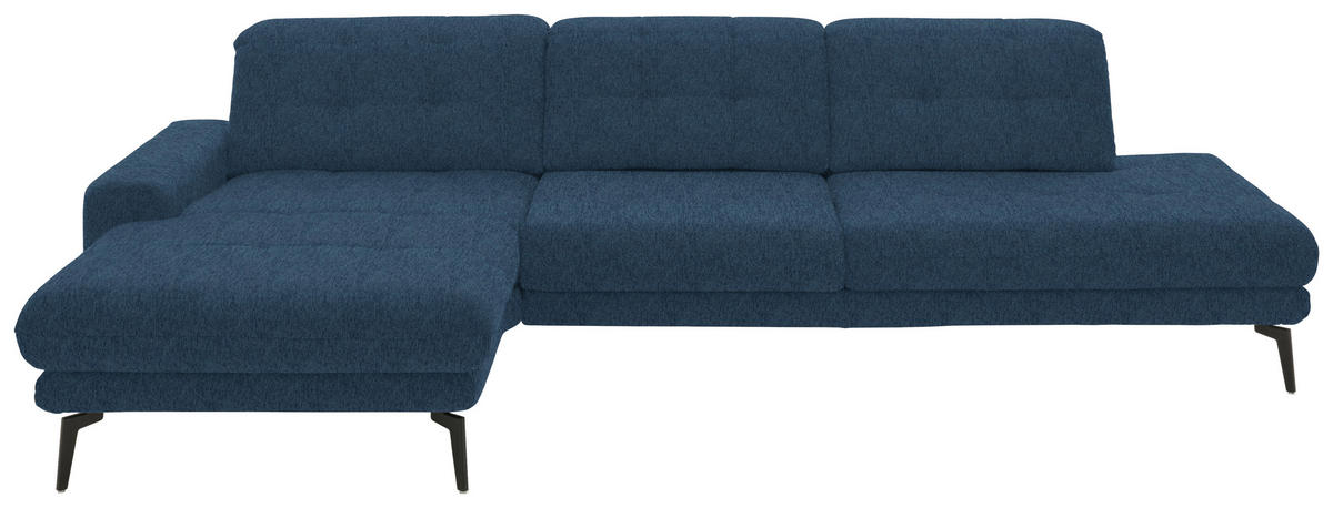 ECKSOFA in Flachgewebe Blau  - Blau/Schwarz, Design, Textil/Metall (190/309cm) - Beldomo Style