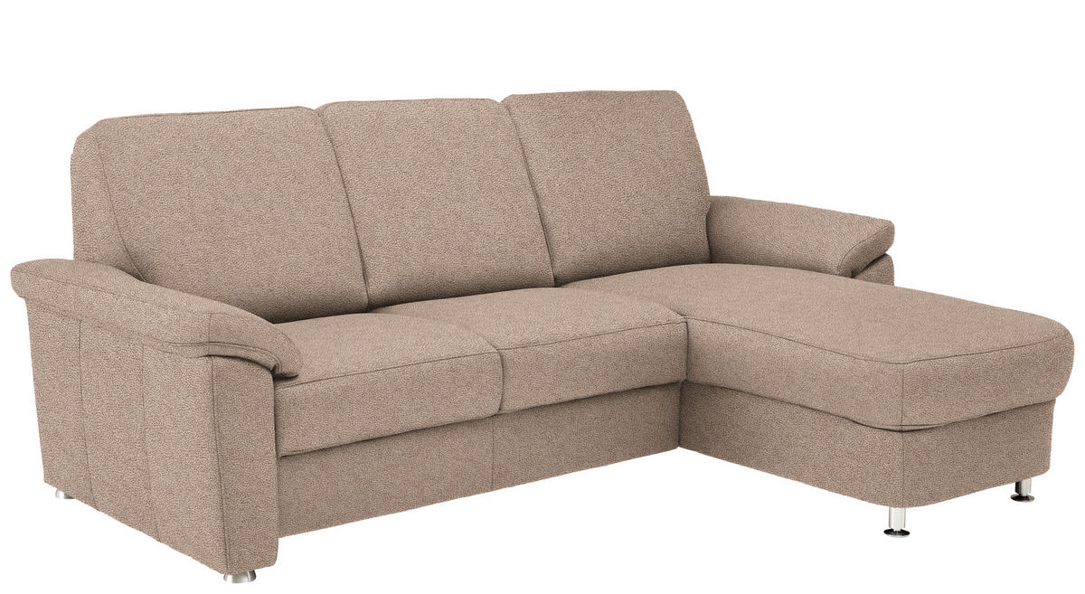 ECKSOFA in Flachgewebe Sandfarben  - Sandfarben/Chromfarben, Konventionell, Textil/Metall (250/163cm) - Beldomo System