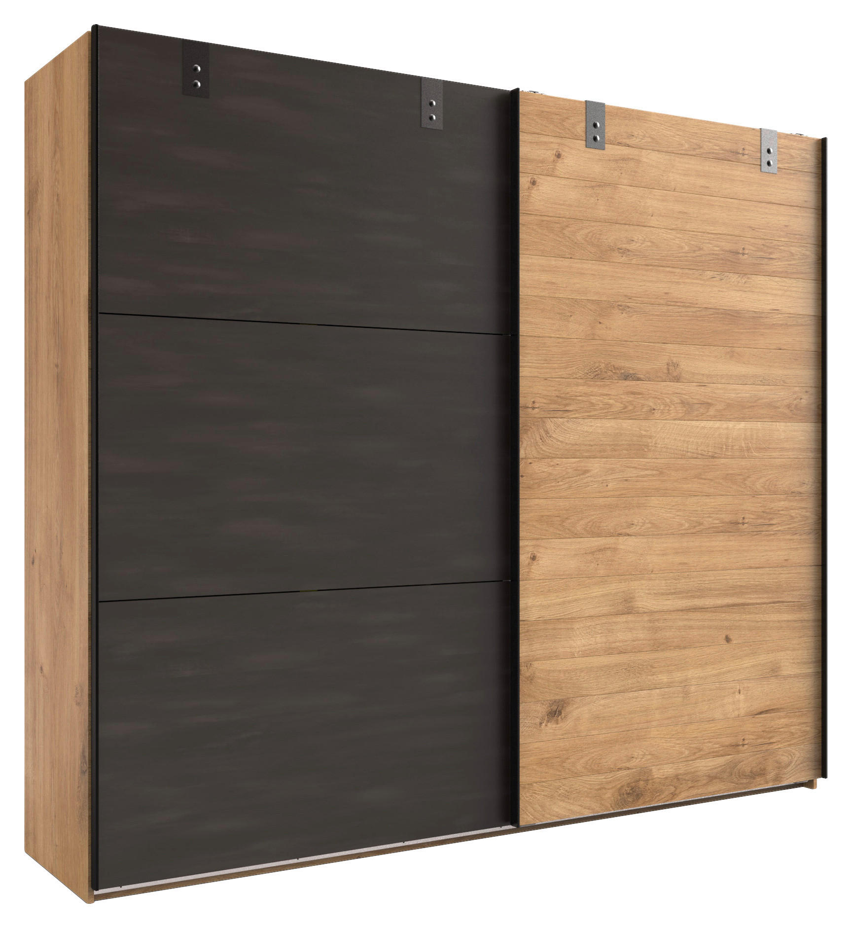 SCHWEBETÜRENSCHRANK 200/218/65 cm 2-türig Graphitfarben, Eichefarben  - Eichefarben/Graphitfarben, Basics, Holzwerkstoff/Metall (200/218/65cm) - MID.YOU