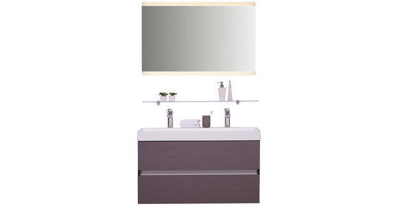 BADEZIMMER - Eichefarben/Weiß, MODERN, Glas/Keramik (100cm) - Dieter Knoll