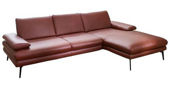 ECKSOFA in Echtleder Dunkelrot - Schwarz/Dunkelrot, Design, Leder/Metall (310/180cm) - Dieter Knoll