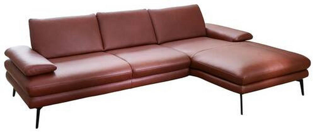 ECKSOFA in Echtleder Dunkelrot  - Schwarz/Dunkelrot, Design, Leder/Metall (310/180cm) - Dieter Knoll