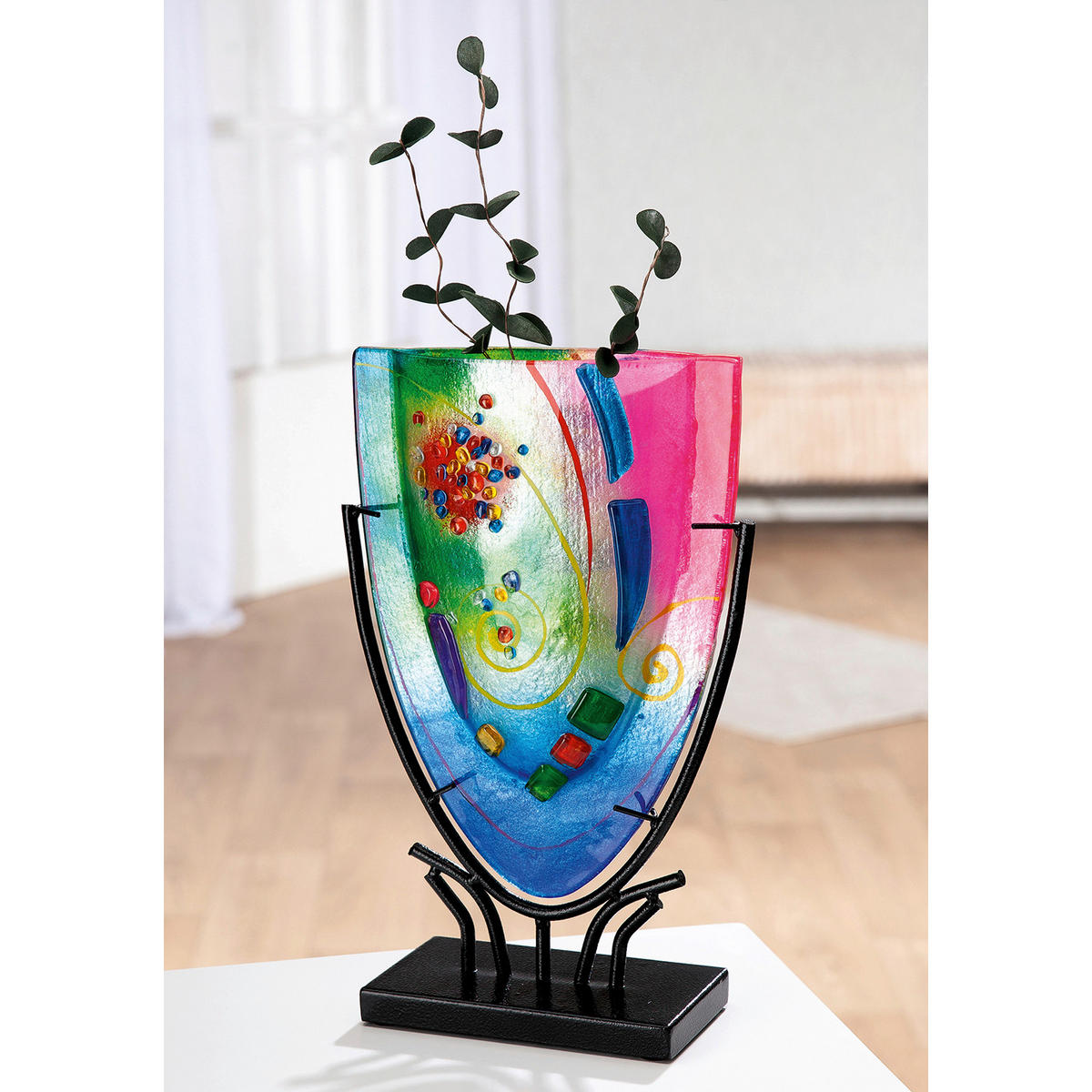 DEKOVASE  - Multicolor, Basics, Glas/Metall (22/34,5/9,5cm)