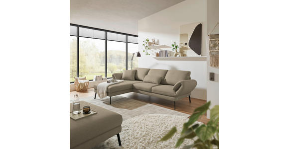 ECKSOFA  in Flachgewebe Hellbraun  175-224/255-365 cm  - Hellbraun/Schwarz, Design, Textil/Metall (175-224/255-365cm) - Dieter Knoll