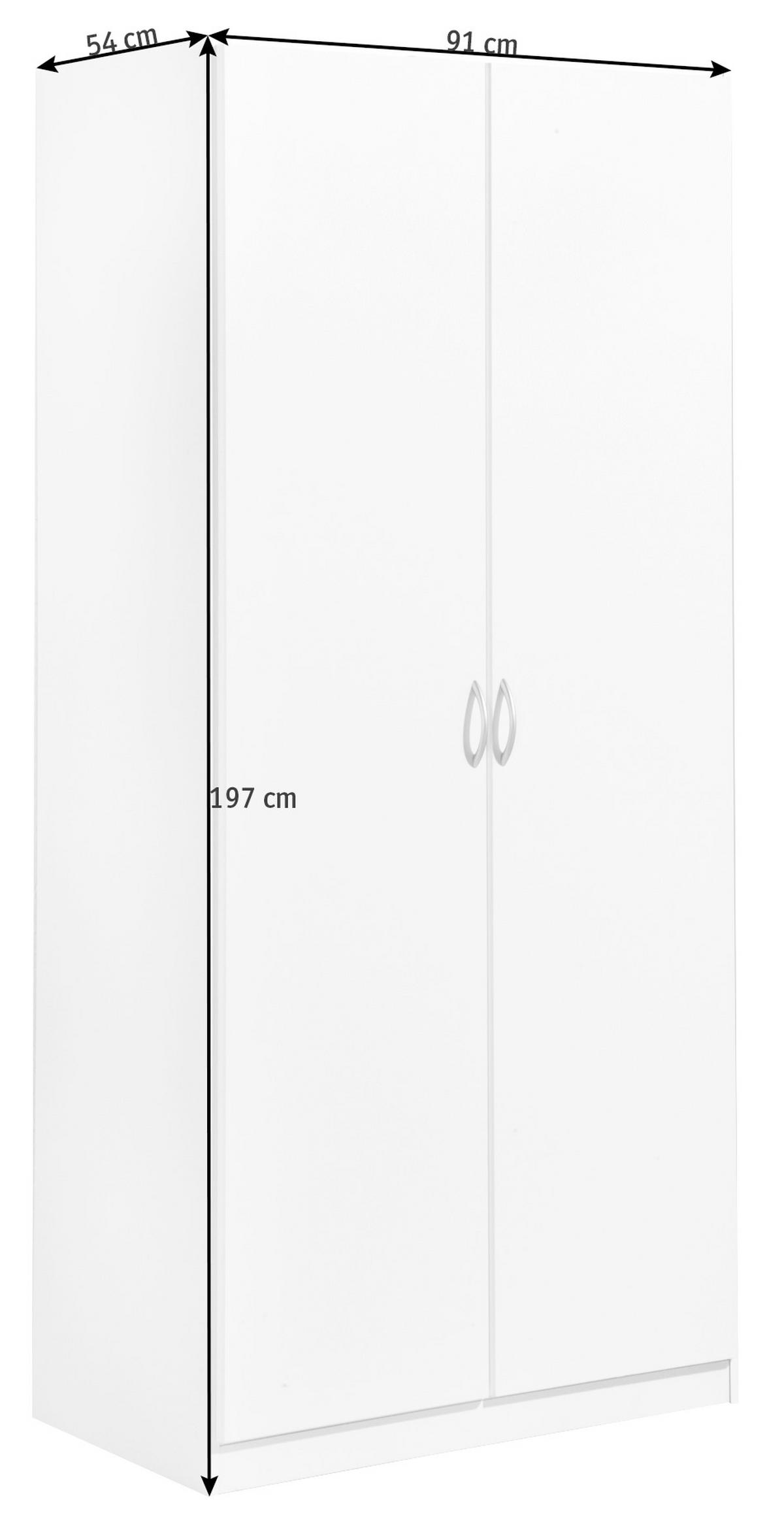 DREHTÜRENSCHRANK in Weiss  - Weiss/Silberfarben, Design, Holzwerkstoff/Kunststoff (91/197/54cm) - Boxxx