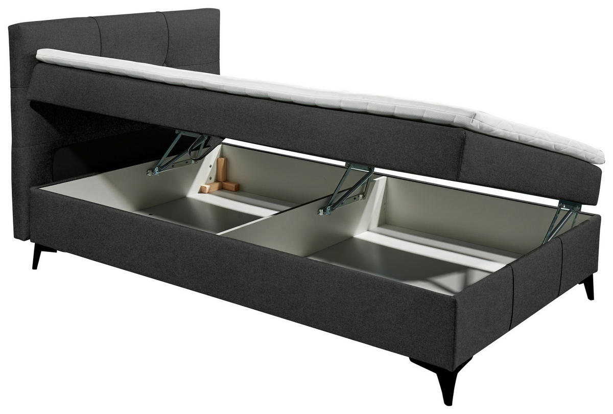 BOXBETT 120/200 cm  in Anthrazit  - Anthrazit, Basics, Holzwerkstoff/Textil (120/200cm) - Xora