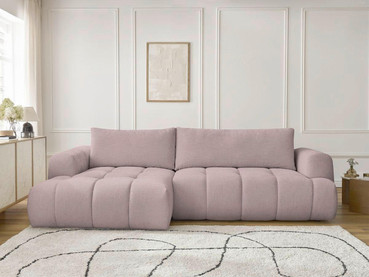 ECKSCHLAFSOFA FUJI Leinenoptik Pink  inkl.  - Pink/Schwarz, MODERN, Kunststoff/Textil (160/292cm)