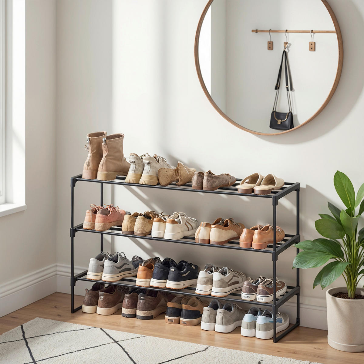 SCHUHREGAL Schwarz  - Schwarz, Trend, Kunststoff/Metall (117/72/30cm) - Boxxx