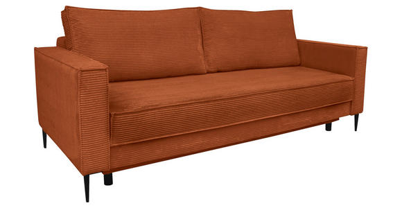 SCHLAFSOFA  mit Liegefunktion, Rücken echt, haustierfreundlicher Bezug Cord Rostfarben  - Rostfarben/Schwarz, KONVENTIONELL, Textil/Metall (222/93/98cm) - Carryhome