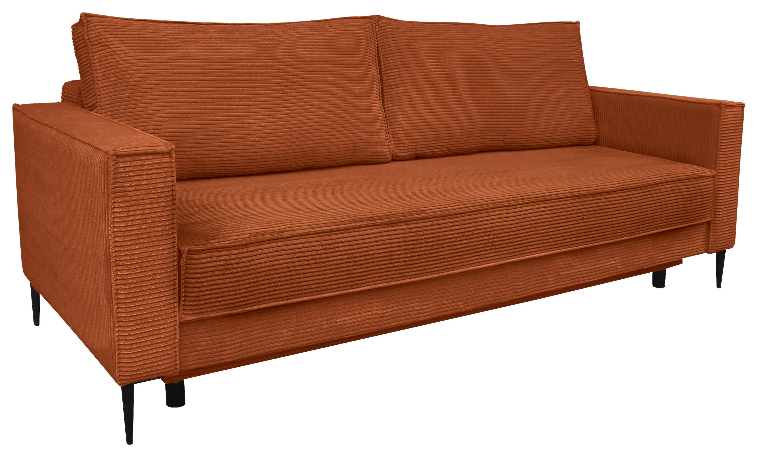 SCHLAFSOFA Cord Rostfarben  - Rostfarben/Schwarz, KONVENTIONELL, Textil/Metall (222/93/98cm) - Carryhome