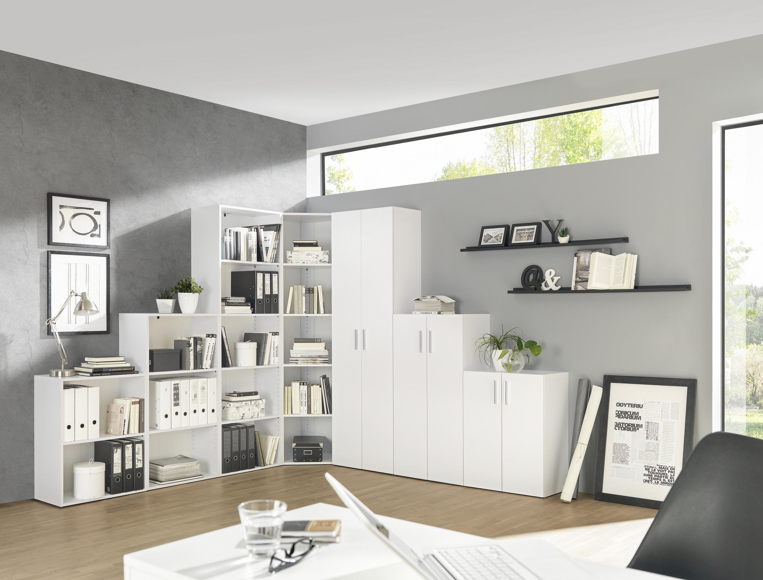 KOMODA, bela - aluminij/črna, Design, umetna masa/leseni material (60/76,8/33,6cm) - Carryhome