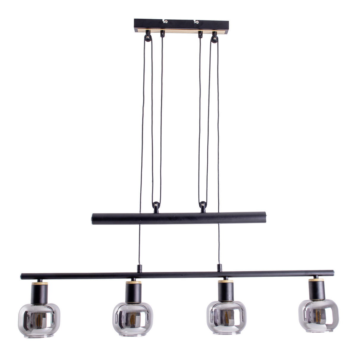 HÄNGELEUCHTE FUMOSO 78/10/100-160 cm   - Schwarz, Design, Glas/Metall (78/10/100-160cm) - Näve