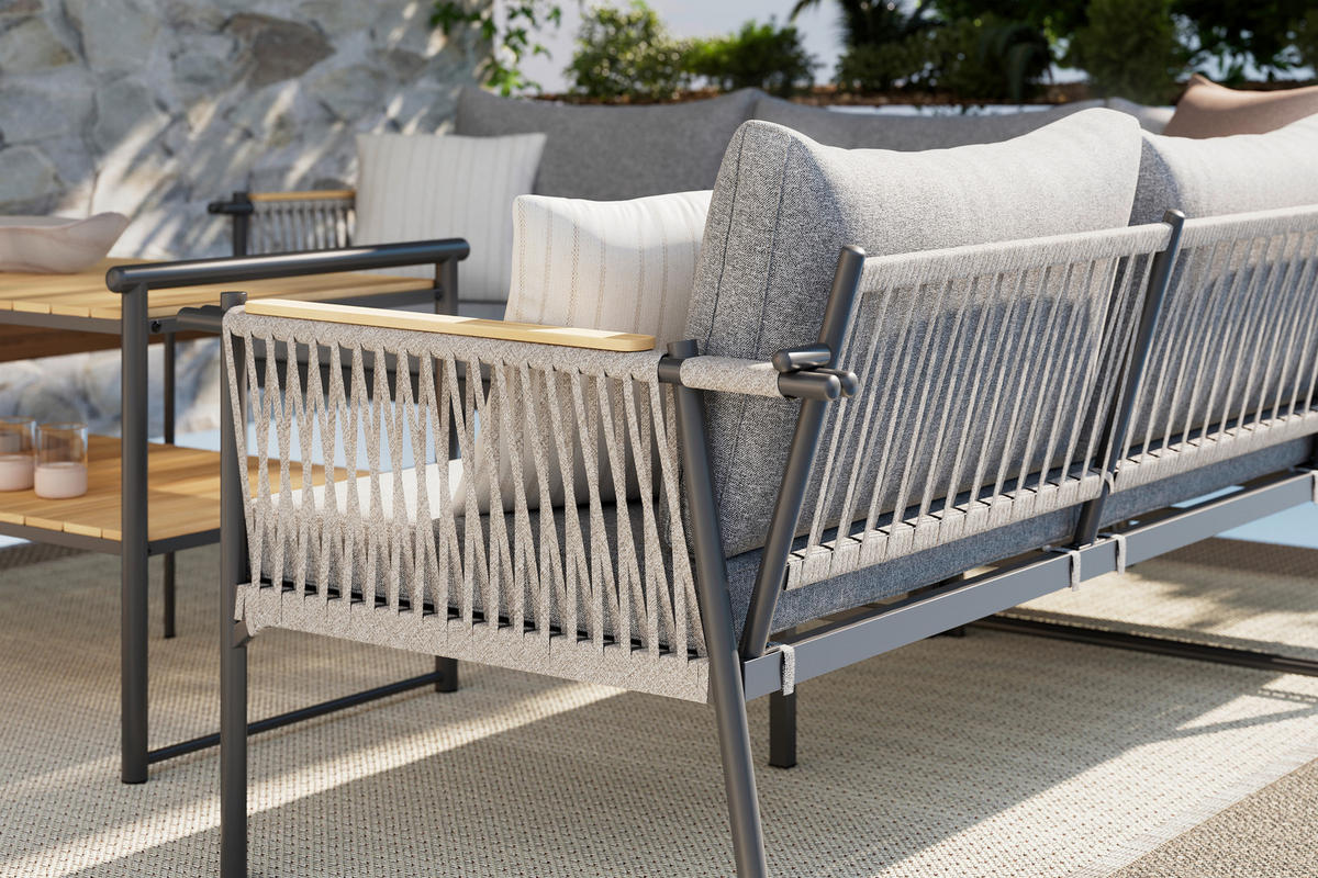 LOUNGEGARNITUR 232/232 cm Akazie massiv Aluminium  - Dunkelgrau, Design, Holz/Metall (232/232cm) - Ambia Garden