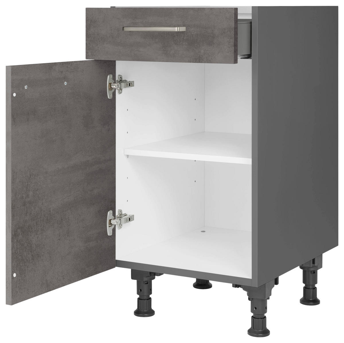 SCHUBKASTENUNTERSCHRANK 45/87/56 cm  in Schieferfarben  - Schieferfarben/Edelstahlfarben, MODERN, Holzwerkstoff/Metall (45/87/56cm) - Nobilia