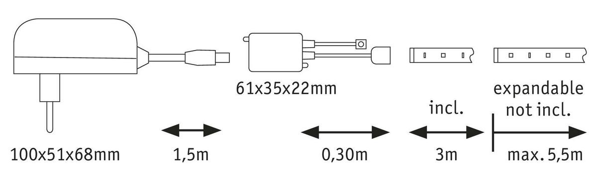 LED-STRIP 300 cm   - Silberfarben, Basics, Kunststoff (300cm)