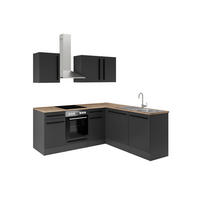 ECKKÜCHE 220/175/60/60 cm  in Schwarz  - Eichefarben/Schwarz, LIFESTYLE, Holzwerkstoff/Kunststoff (220/175/60/60cm) - P & B