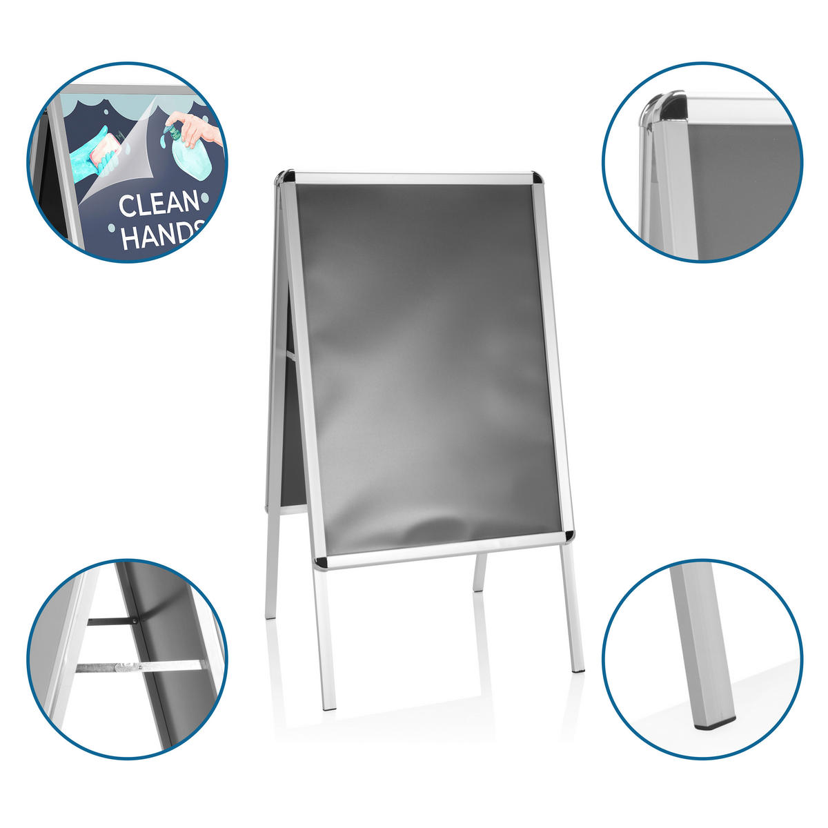 Plakatständer - Silberfarben, Basics, Metall (62,5/115,5/61cm) - MID.YOU
