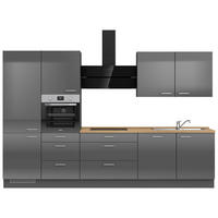 KÜCHENBLOCK 330 cm   in Eichefarben, Schieferfarben  - Schieferfarben/Edelstahlfarben, MODERN, Holzwerkstoff/Metall (330cm) - Nobilia