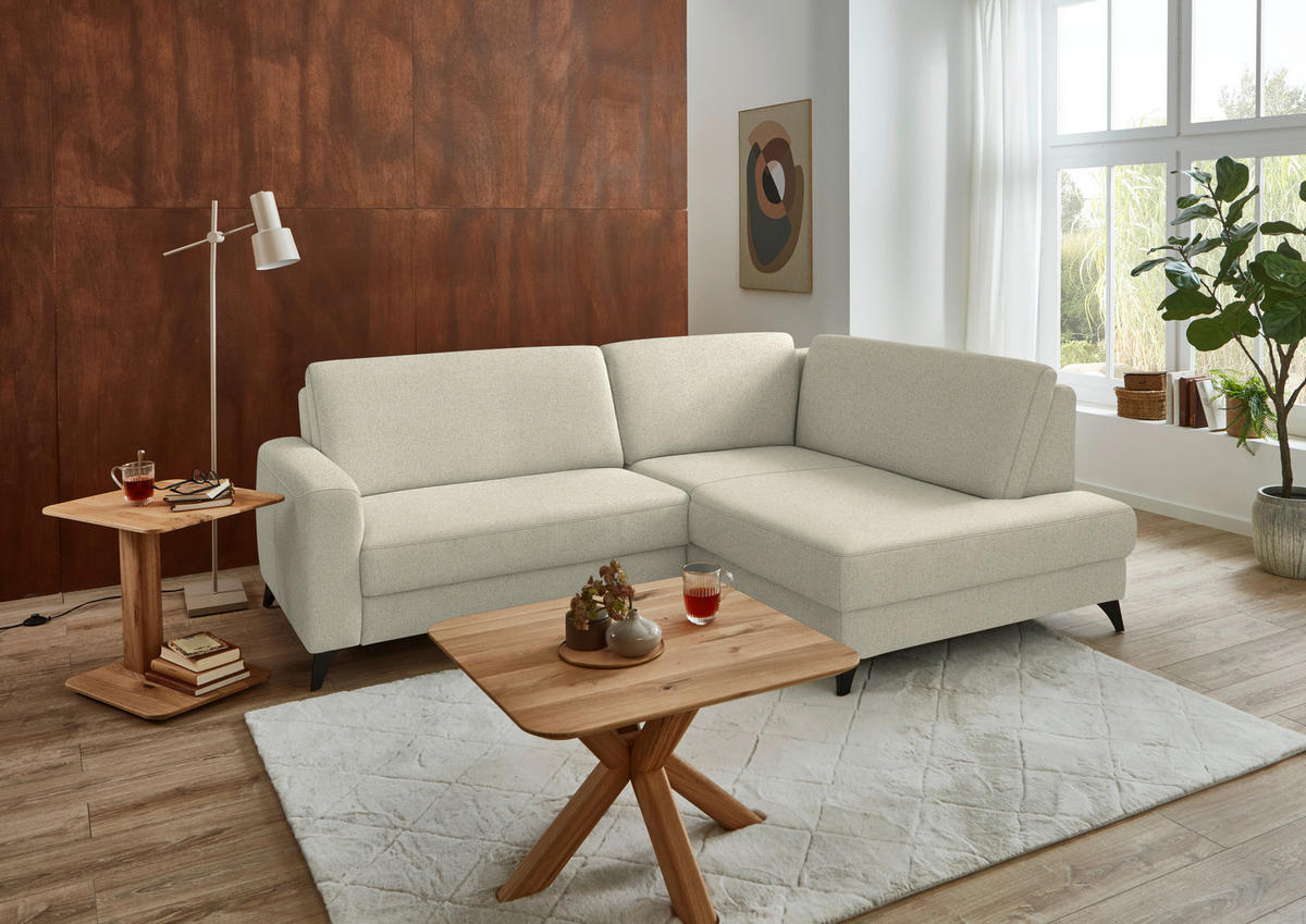 ECKSOFA  Chenille Silberfarben  - Silberfarben/Schwarz, Design, Textil/Metall (239/182cm) - Beldomo Comfort