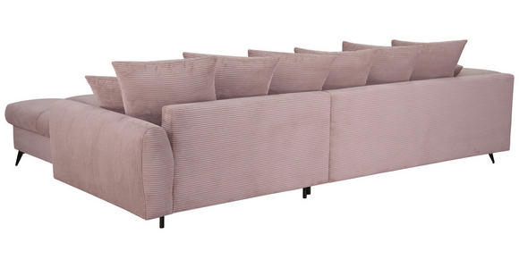 ECKSOFA Rosa Cord Rückenkissen, Armlehnenkissen, Rücken echt  - Schwarz/Rosa, KONVENTIONELL, Textil/Metall (332/231cm) - Carryhome