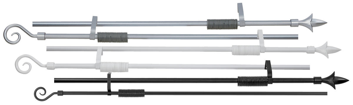 RÚDKARNIS-GARNITÚRA 130-240 cm  - ezüst, Basics, műanyag/fém (130-240cm) - Boxxx