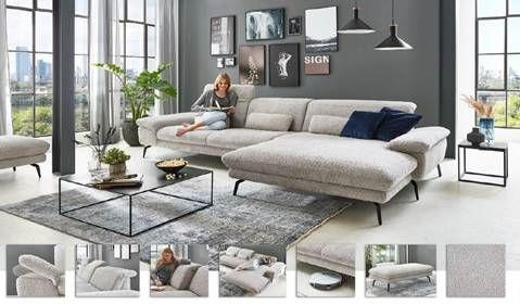 GARNITURA ZA DNEVNU SOBU srebrna  - srebrna/crna, Moderno, tekstil (345/191cm) - Beldomo Comfort
