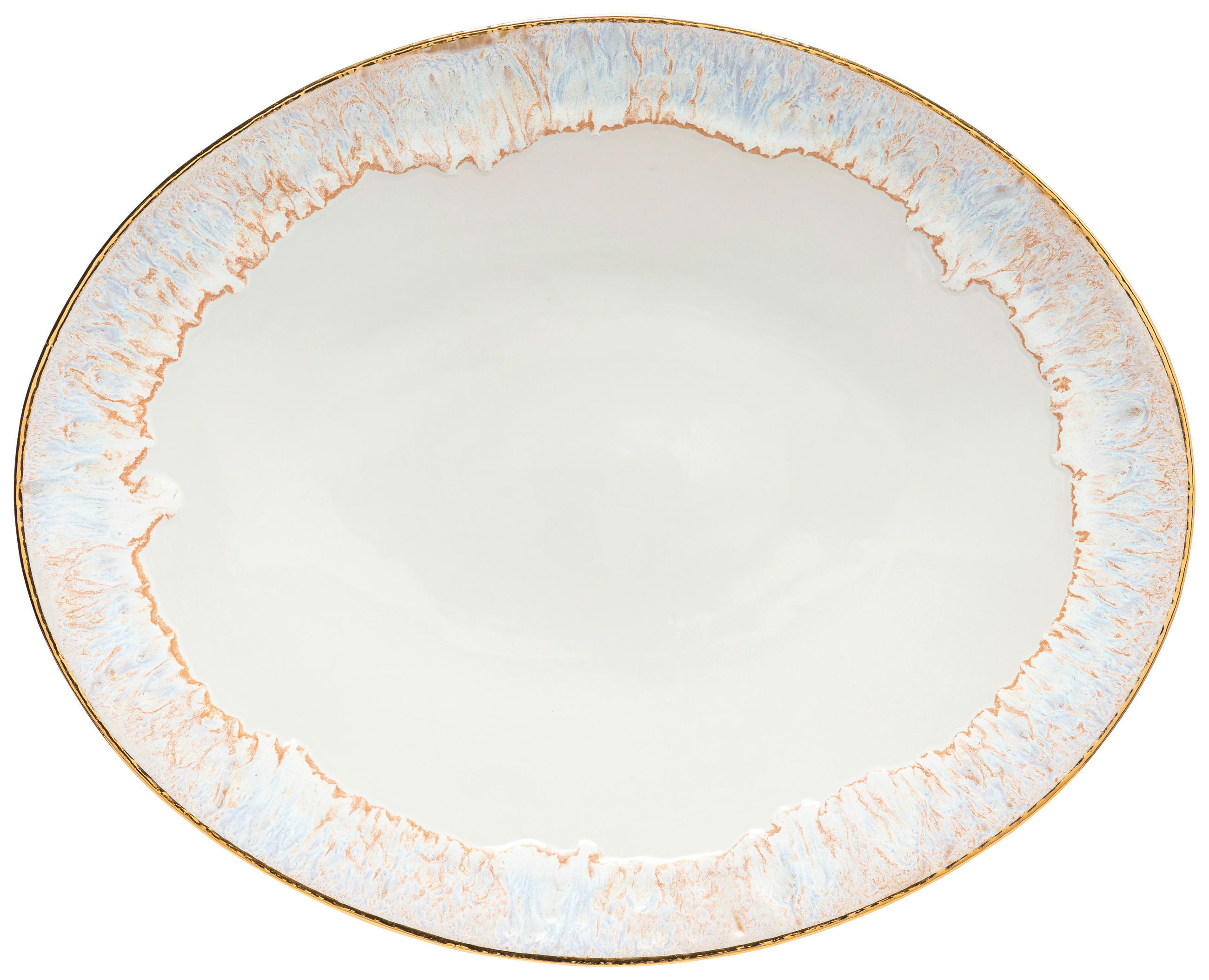 SERVIERPLATTE - Weiß Hochglanz/Goldfarben, Basics, Keramik (40/5/33cm) - Costa Nova