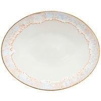 SERVIERPLATTE - Weiß Hochglanz/Goldfarben, Basics, Keramik (40/5/33cm) - Costa Nova