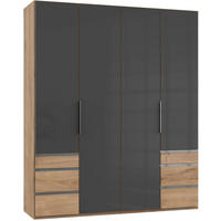 DREHTÜRENSCHRANK in Grau, Eichefarben  - Chromfarben/Eichefarben, Modern, Glas/Holzwerkstoff (200/236/58cm) - MID.YOU